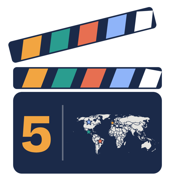 Logo Ma vie dans le cinéma : un clap de cinéma avec une carte du monde et cinq étoiles